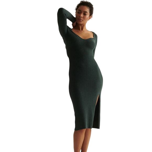 NWT SKIN Mariana Dress Size M (2) in Sea Moss Green Open Back Ribbed Cotton - Picture 1 of 9